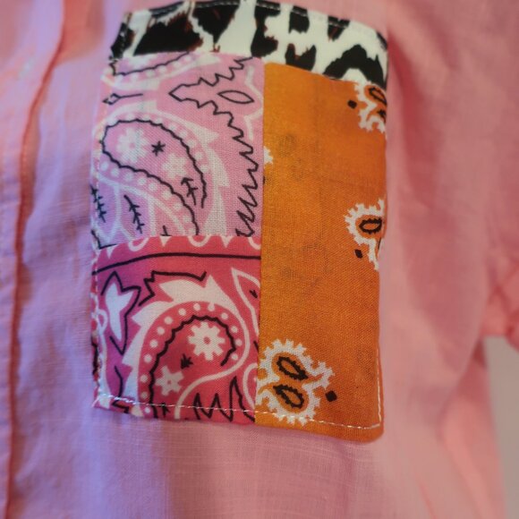 NWT Womens Romi Basha Pink Paisley & Animal Print Button Down Shirt XS - Picture 3 of 5